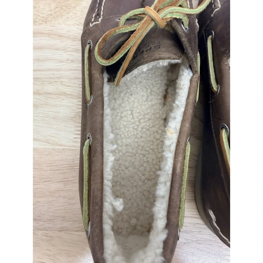 Sperry Men's Original Winter 2-Eye Boat Shoe brown shearling fleece lining #15